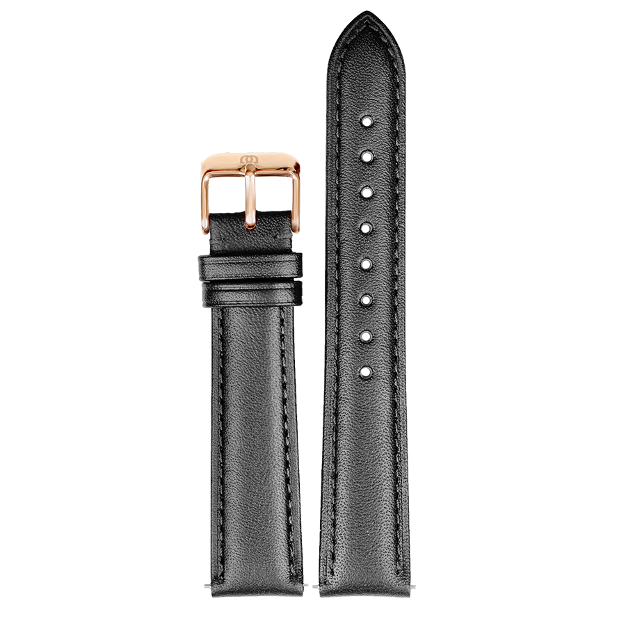 Echtes Lederband | Schwarz / Silber | REF: BLS18M