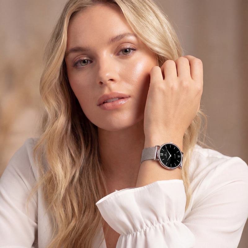 Masistes Classic en-Maille – 36 mm Swiss Quartz Watch – Silver