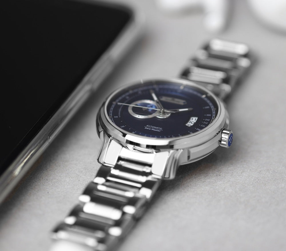 Best Automatic Men's Watch | DATE-MASTER 42mm Silver blue dial German