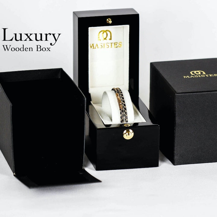 SUIVRE | LEATHER BRACELET | BROWN -in ROSE GOLD - MASISTES