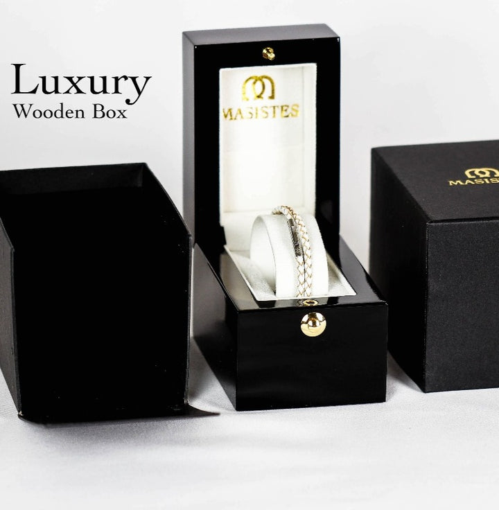 SUIVRE | LEATHER BRACELET | WHITE -in ROSE GOLD - MASISTES