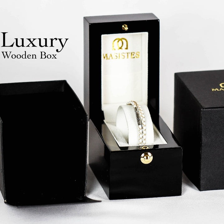 SUIVRE | LEATHER BRACELET | WHITE-STEEL - MASISTES