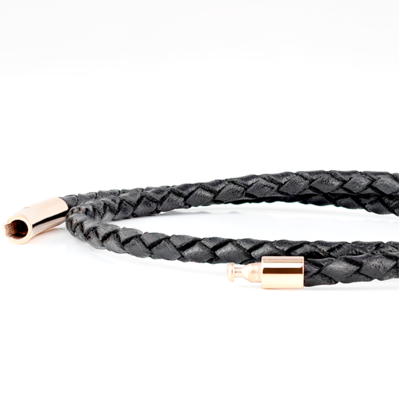 SUIVRE | LEATHER BRACELET | BLACK- in ROSE GOLD - MASISTES