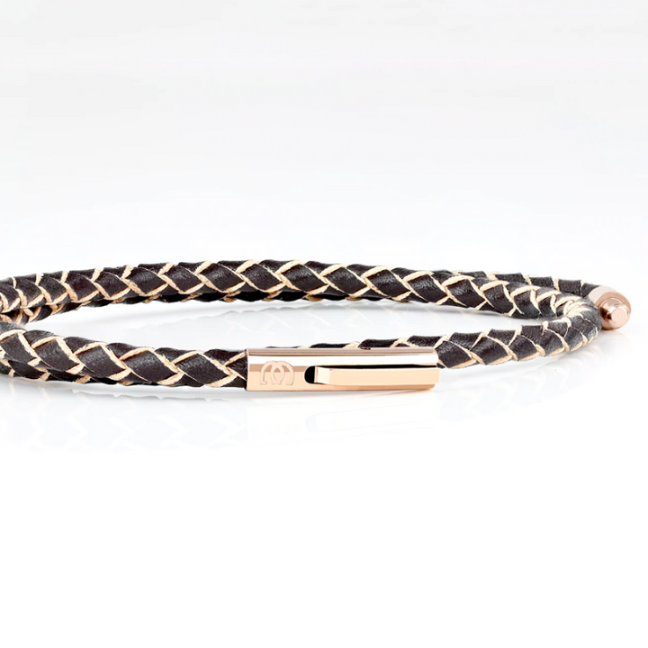 SUIVRE | LEATHER BRACELET | BROWN -in ROSE GOLD - MASISTES
