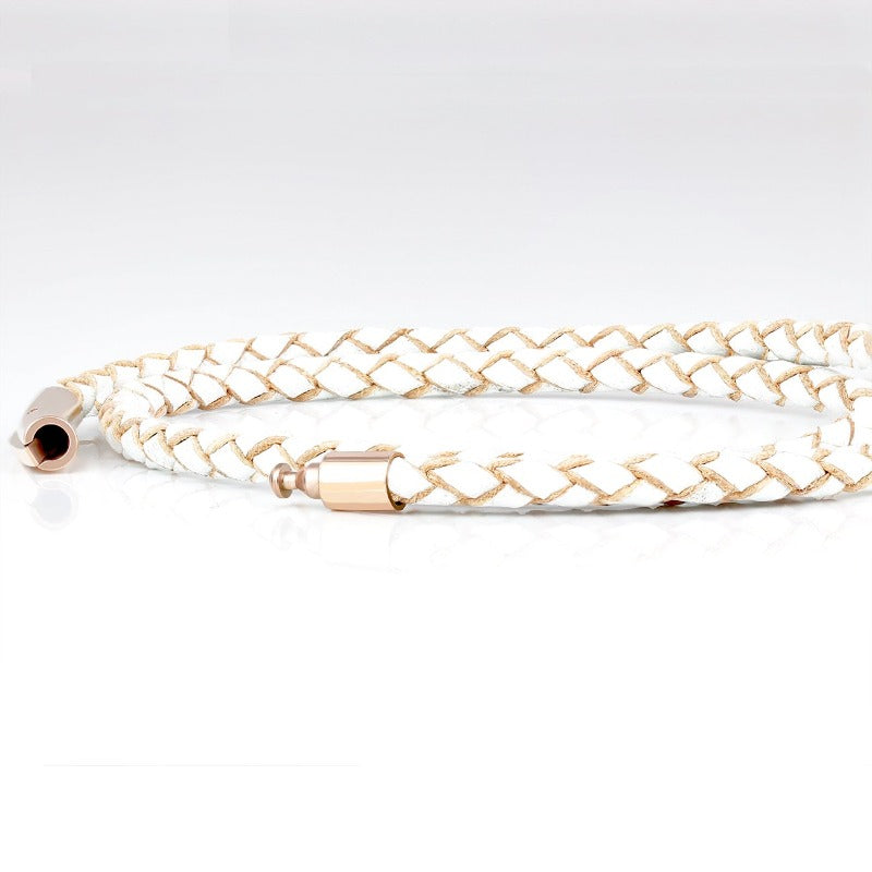 SUIVRE | LEATHER BRACELET | WHITE -in ROSE GOLD - MASISTES