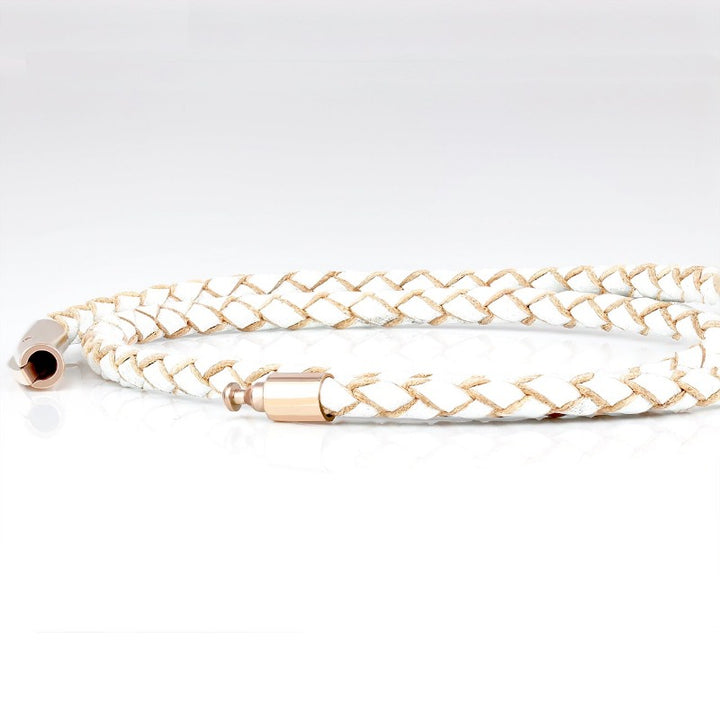 SUIVRE | LEATHER BRACELET | WHITE -in ROSE GOLD - MASISTES