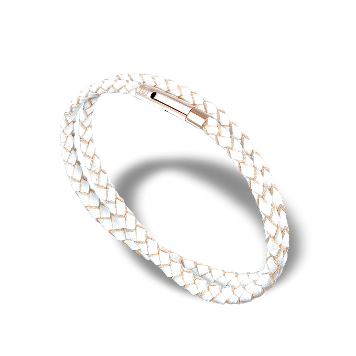 SUIVRE | LEATHER BRACELET | WHITE -in ROSE GOLD - MASISTES