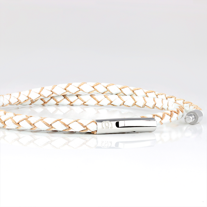 SUIVRE | LEATHER BRACELET | WHITE-STEEL - MASISTES
