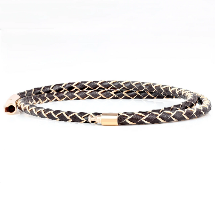 SUIVRE | LEATHER BRACELET | BROWN -in ROSE GOLD - MASISTES