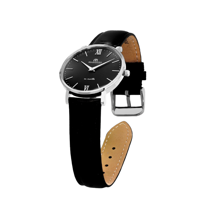 Women's Watch Classic En-Maille BLACK SILVER LEATHER 36mm.png