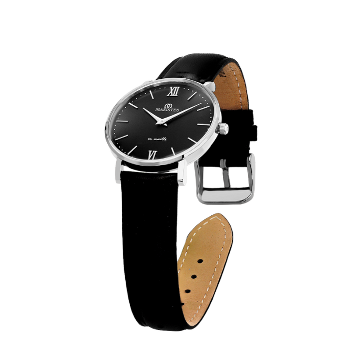 Women's Watch Classic En-Maille BLACK SILVER LEATHER 36mm.png