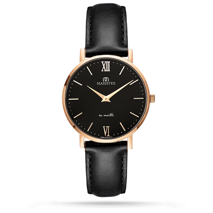 Classic En-Maille | ROSE GOLD / BLACK LEATHER / 36MM | Women's Watch